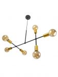 Lustre Sputnik Gun Preto Com Dourado P/6 Lampadas