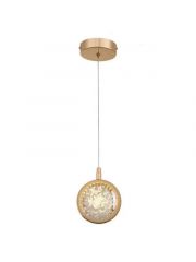 Pendente Led Dourado Saturno Cristal 