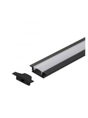 Perfil de LED Embutir Preto 2 Metros 24x7mm