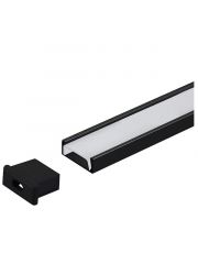 Perfil de LED Sobrepor Preto 2 Metros 17x7mm