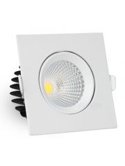 Spot LED COB Embutir Quadrado 7W Direcionável Branco Quente